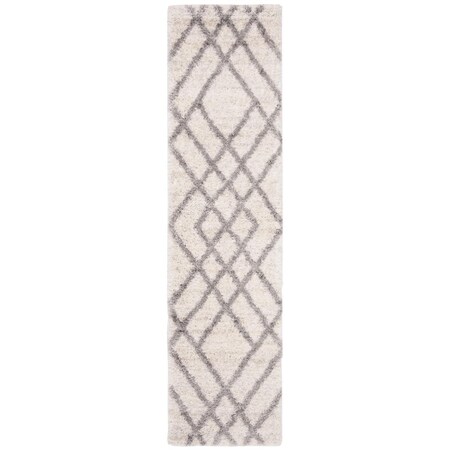 Safavieh 2 x 6 ft. Berber Shag 200 Power Loomed Runner Area Rug; Cream & Grey BER214A-26